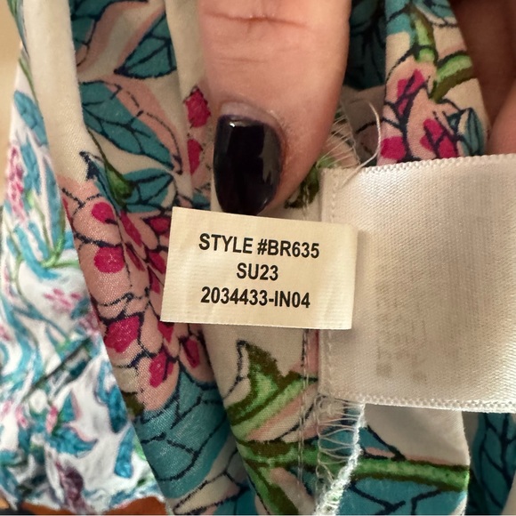 J. Crew Factory Blue White Pink Floral Smocked Top - Picture 8 of 11